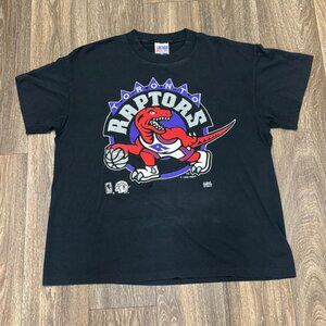 VTG Toronto Raptors Shirt Mens XL Black Single Stitch 90s NBA Trench Ultra Faded